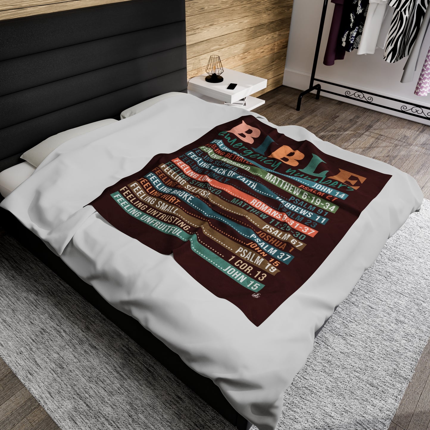 Plush Blanket - Bible Emergency Numbers Maroon
