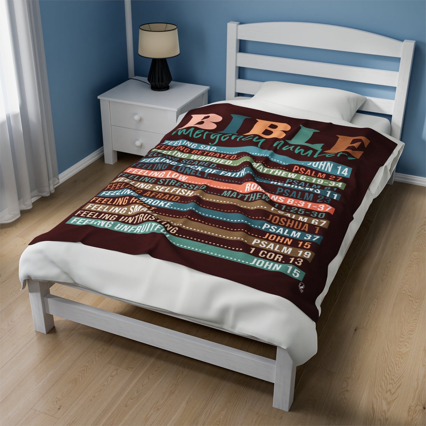 Plush Blanket - Bible Emergency Numbers Maroon