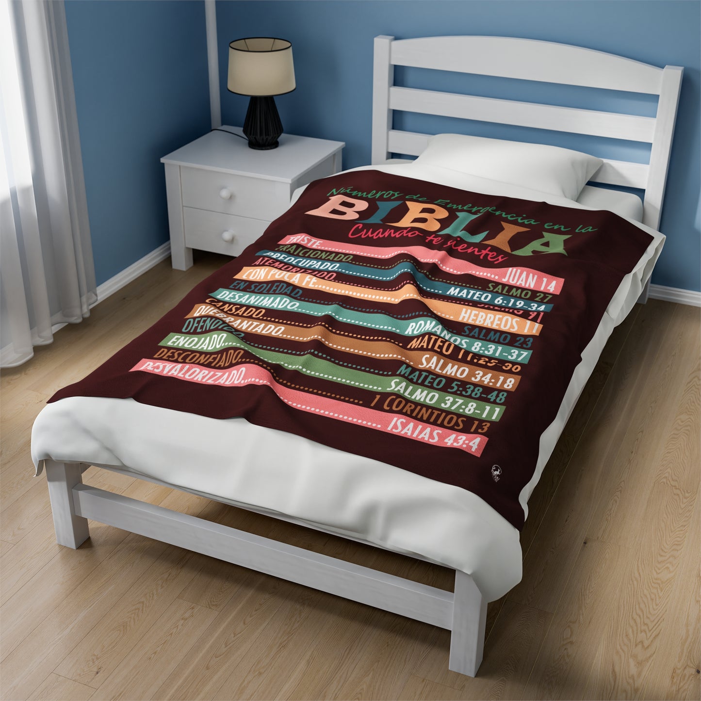 Plush Blanket - Bible Emergency Numbers Maroon (Spanish)