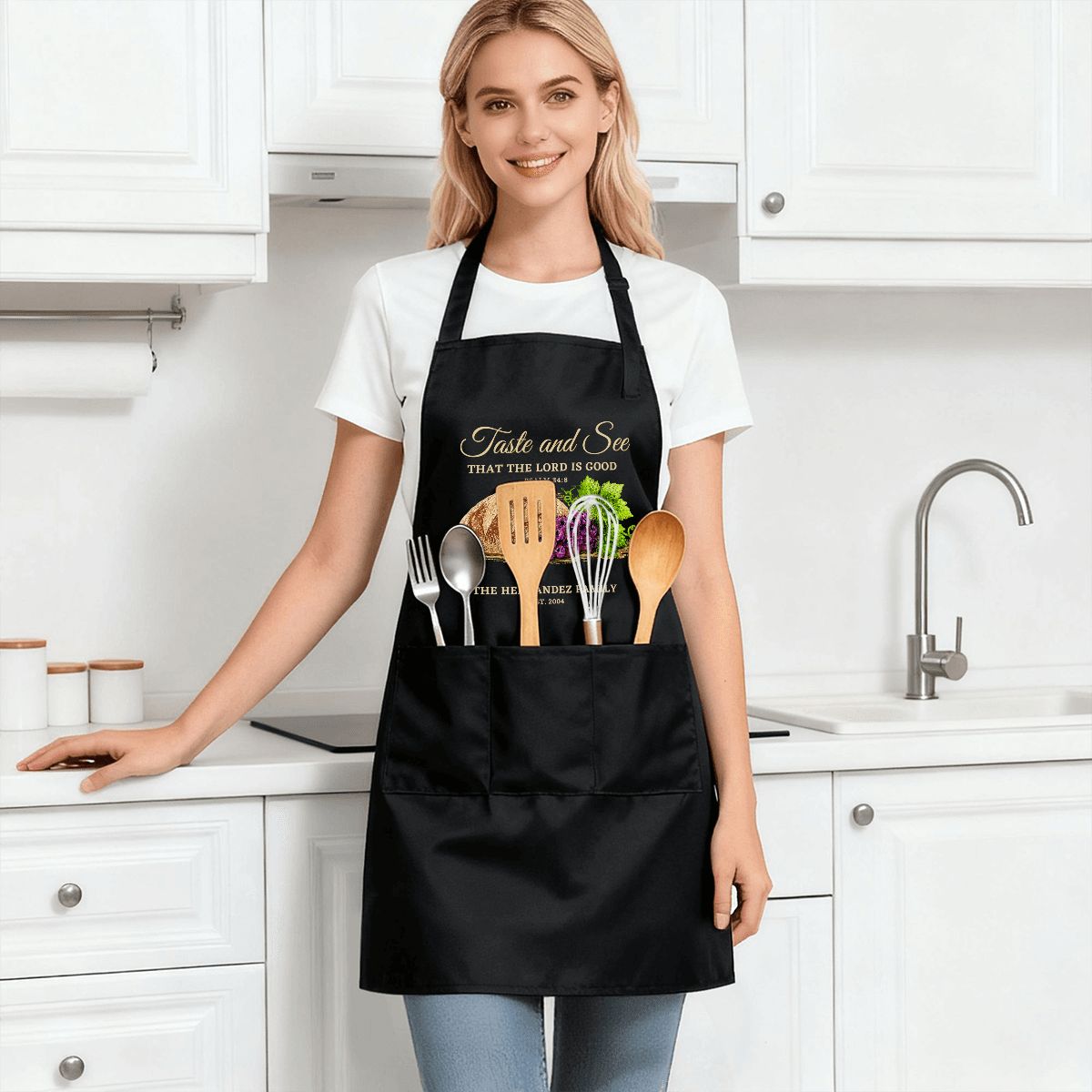 Personalized Taste and See Kitchen Apron | Psalm 34:8