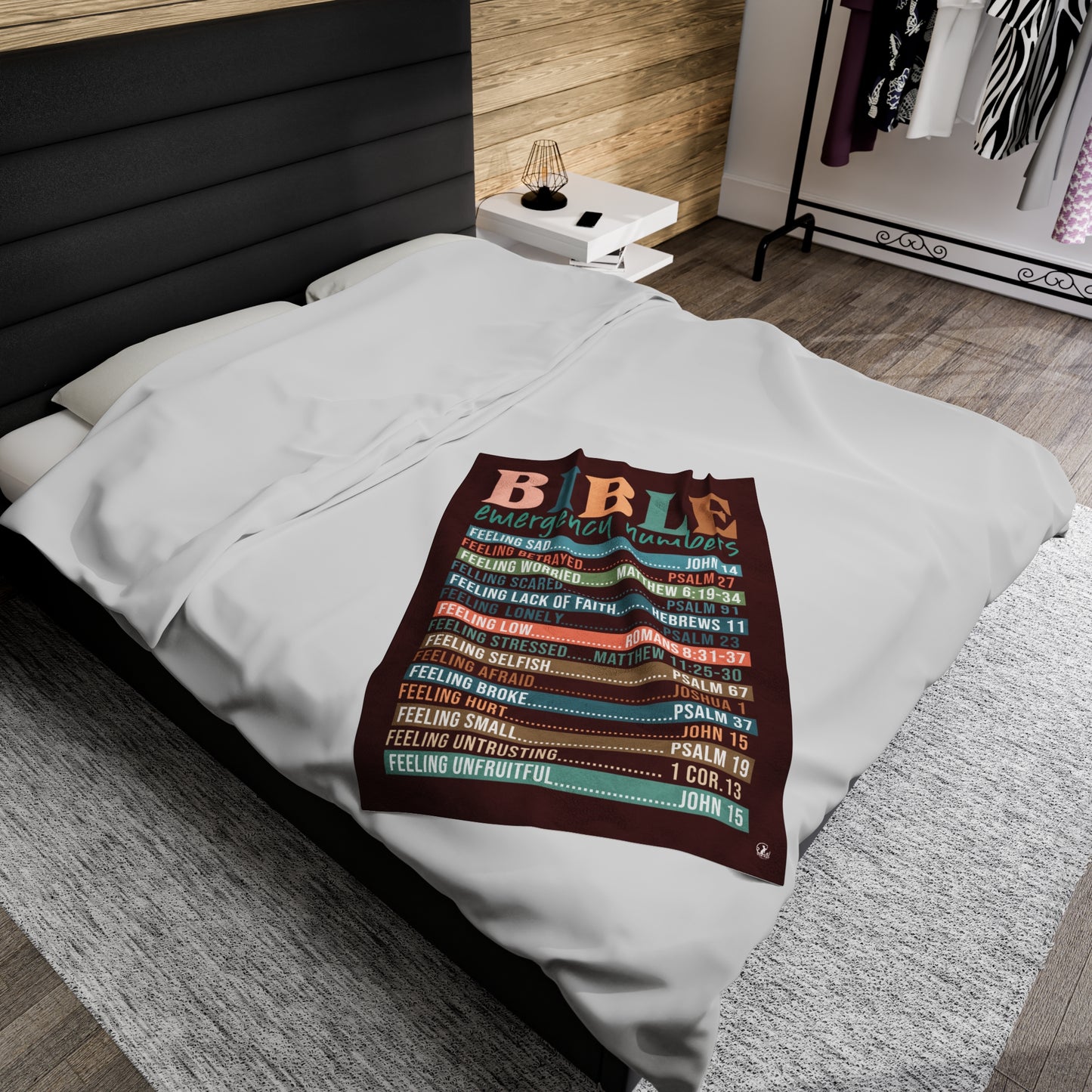 Plush Blanket - Bible Emergency Numbers Maroon