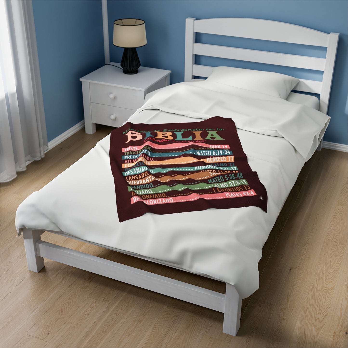 Plush Blanket - Bible Emergency Numbers Maroon (Spanish)