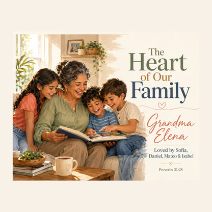 Personalized Grandma & Abuela Family Woven Blanket – Custom Photo Gift