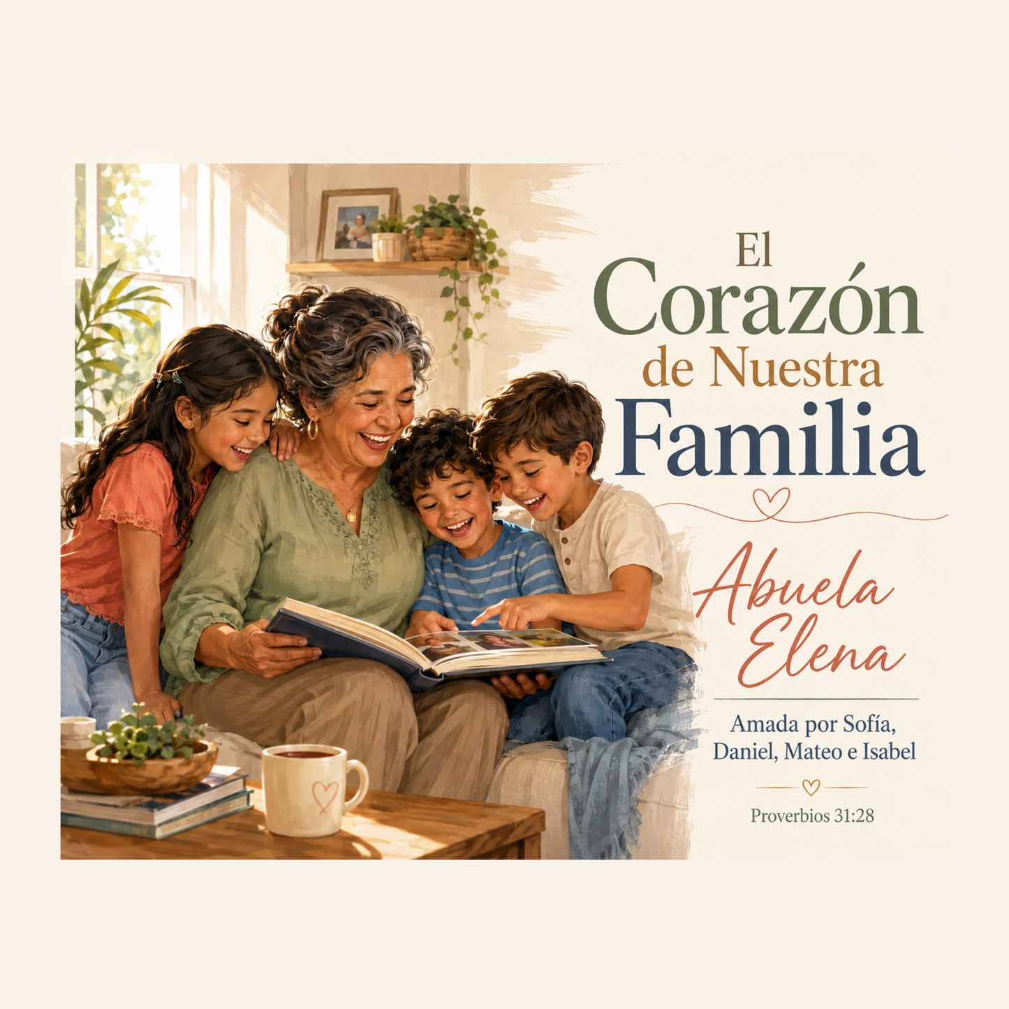Personalized Grandma & Abuela Family Woven Blanket – Custom Photo Gift