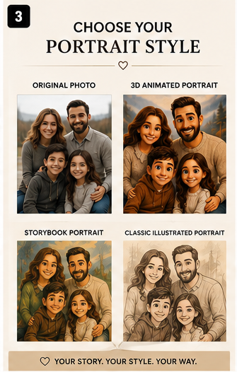 Original photo and illustrated portrait style options for personalized blanket
