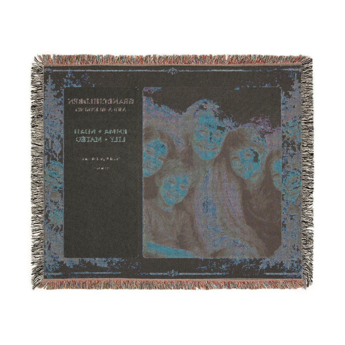 Personalized Grandchildren Photo Woven Blanket | Custom Grandkids Portrait Gift