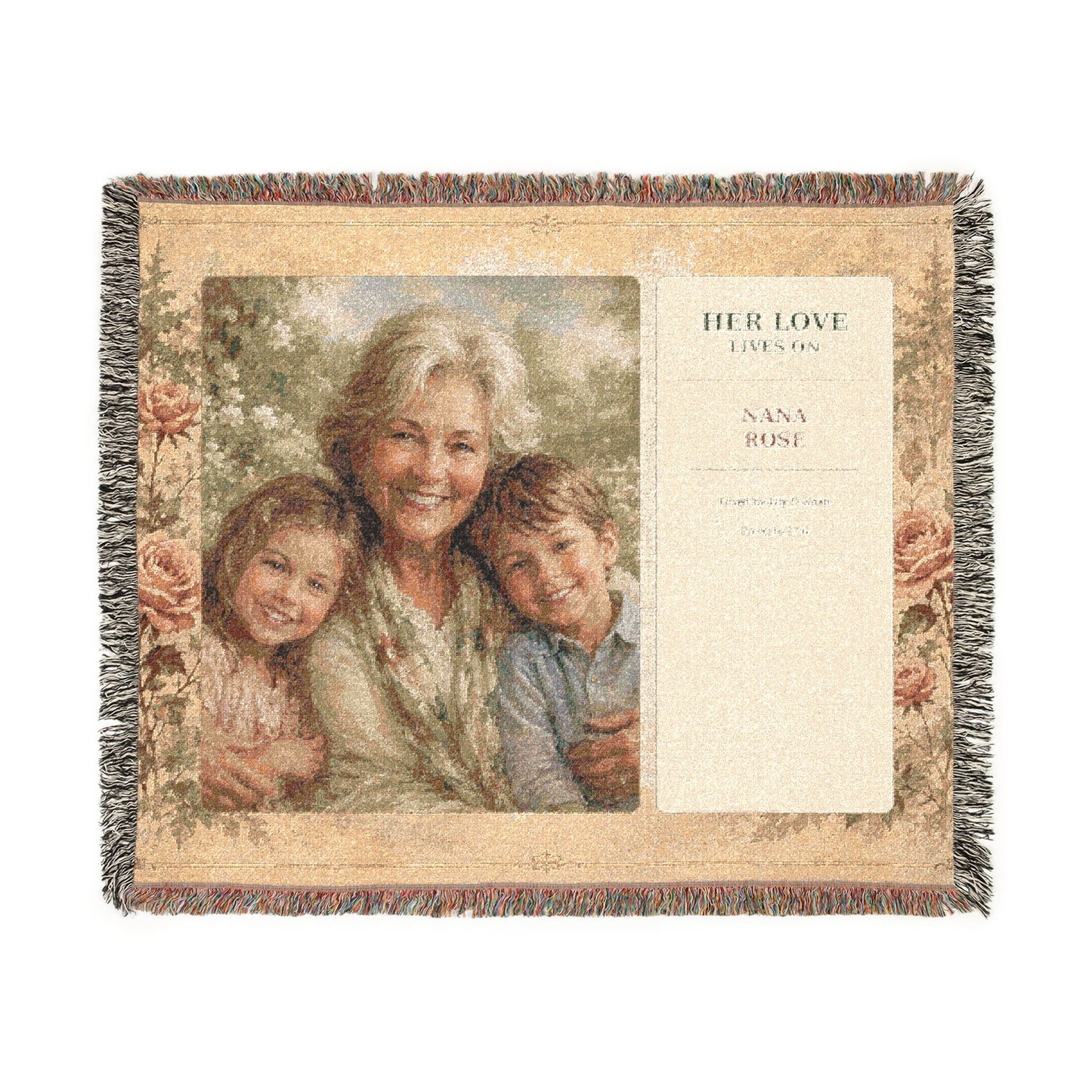 Personalized Nana Photo Woven Blanket | Grandchildren Portrait & Bible Verse Gift
