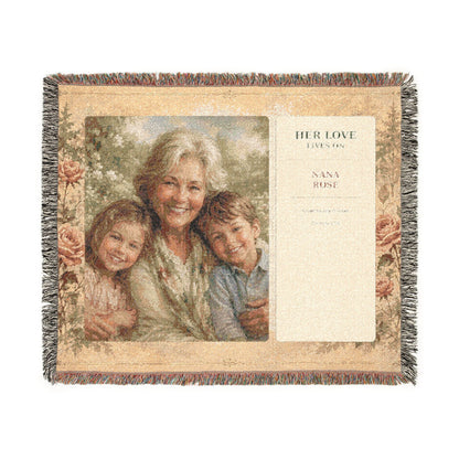 Personalized Nana Photo Woven Blanket | Grandchildren Portrait & Bible Verse Gift