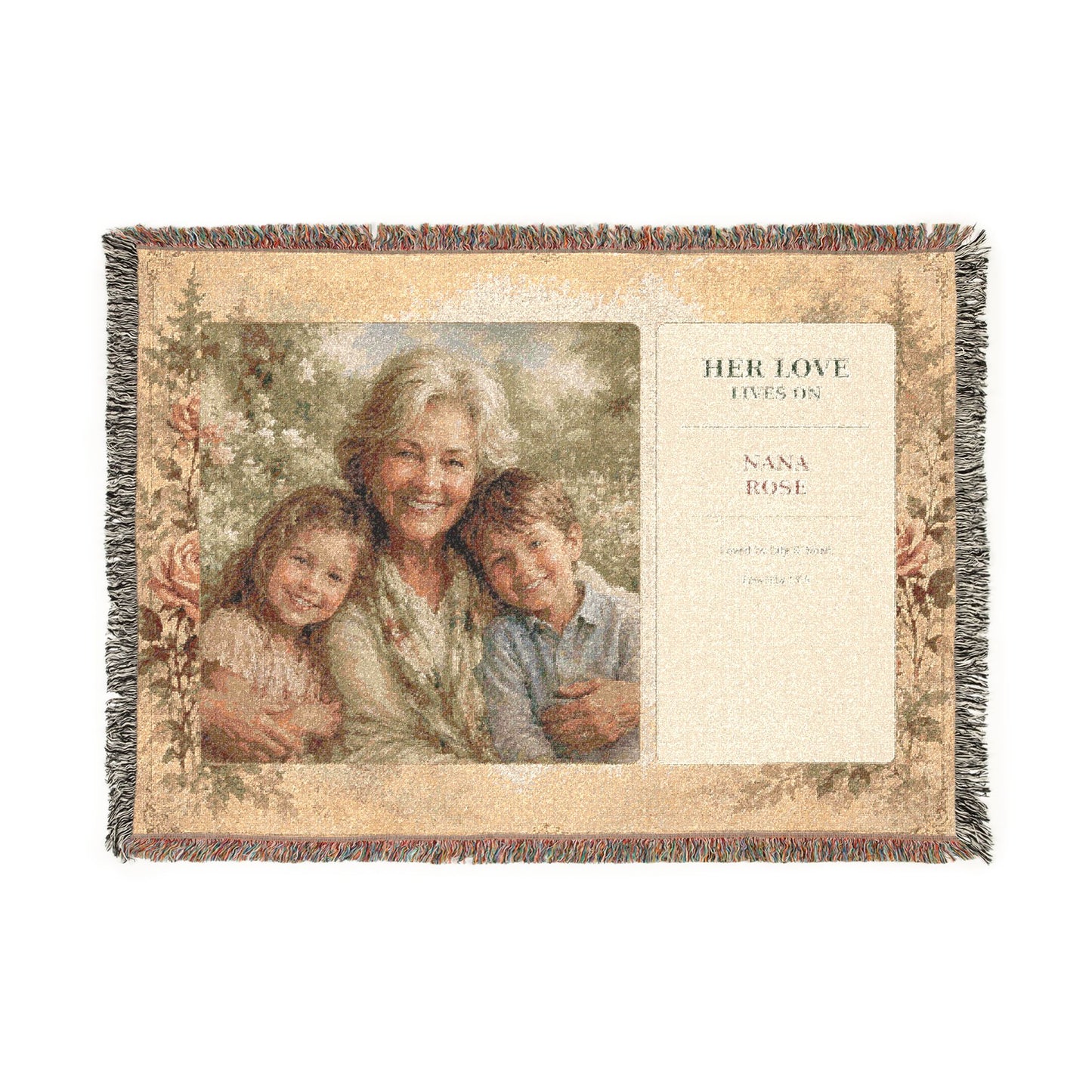 Personalized Nana Photo Woven Blanket | Grandchildren Portrait & Bible Verse Gift