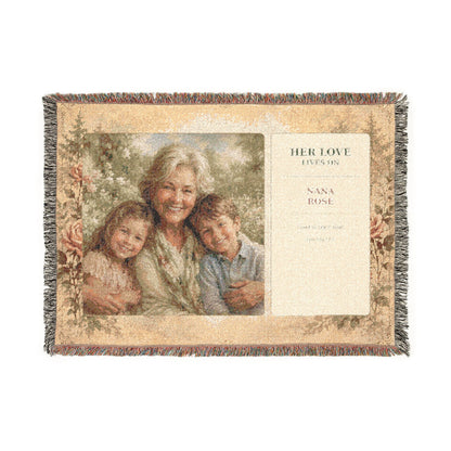 Personalized Nana Photo Woven Blanket | Grandchildren Portrait & Bible Verse Gift