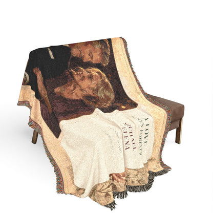 Personalized Anniversary Photo Woven Blanket | Custom Couple Portrait Gift
