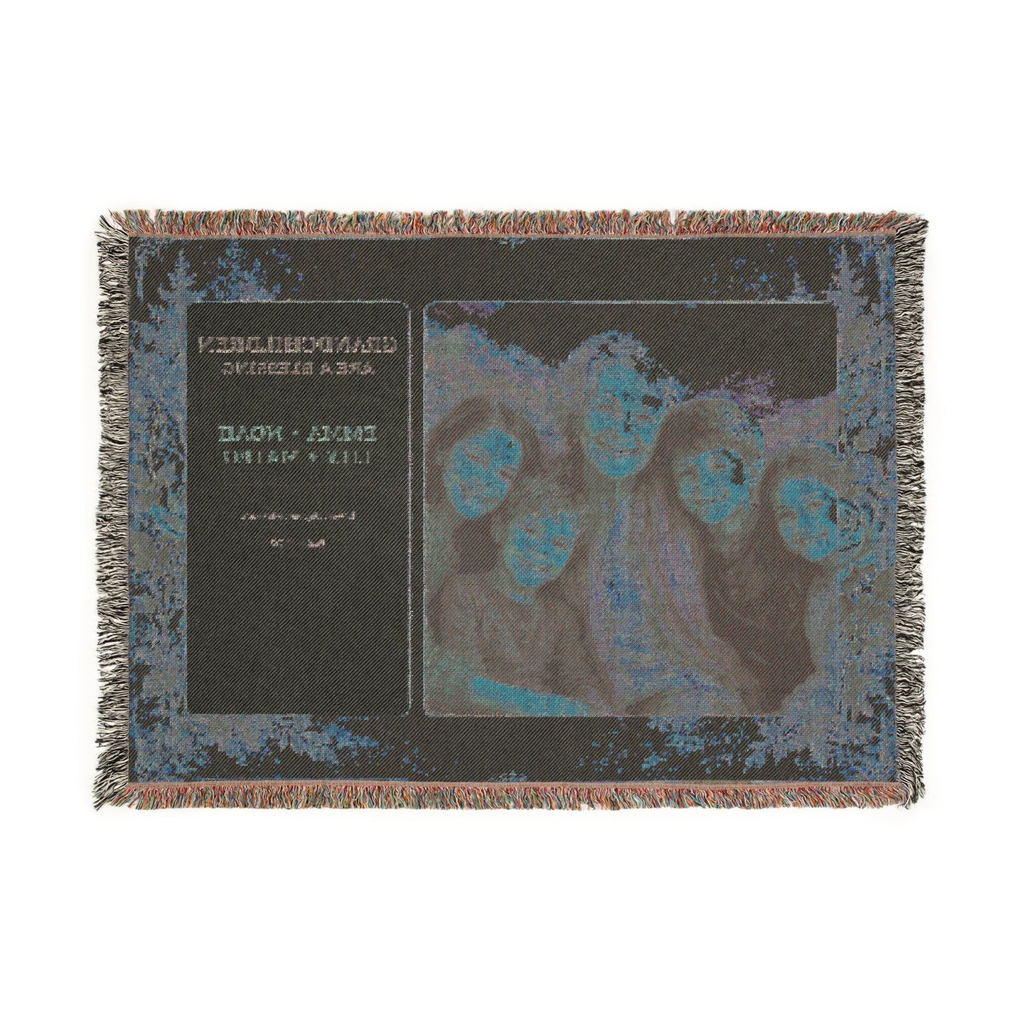 Personalized Grandchildren Photo Woven Blanket | Custom Grandkids Portrait Gift