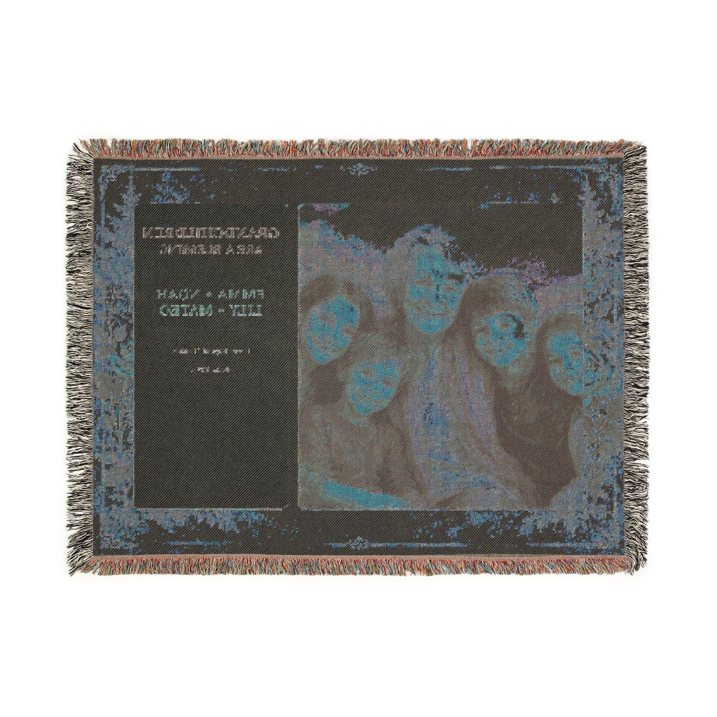 Personalized Grandchildren Photo Woven Blanket | Custom Grandkids Portrait Gift
