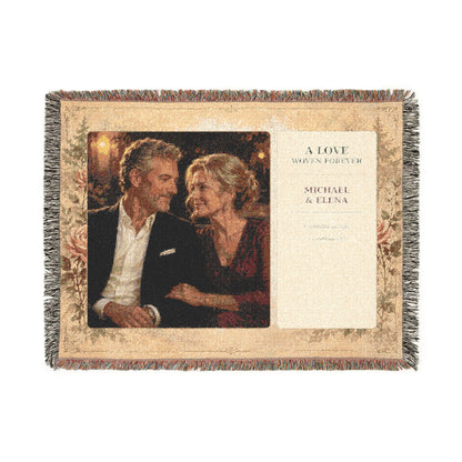 Personalized Anniversary Photo Woven Blanket | Custom Couple Portrait Gift