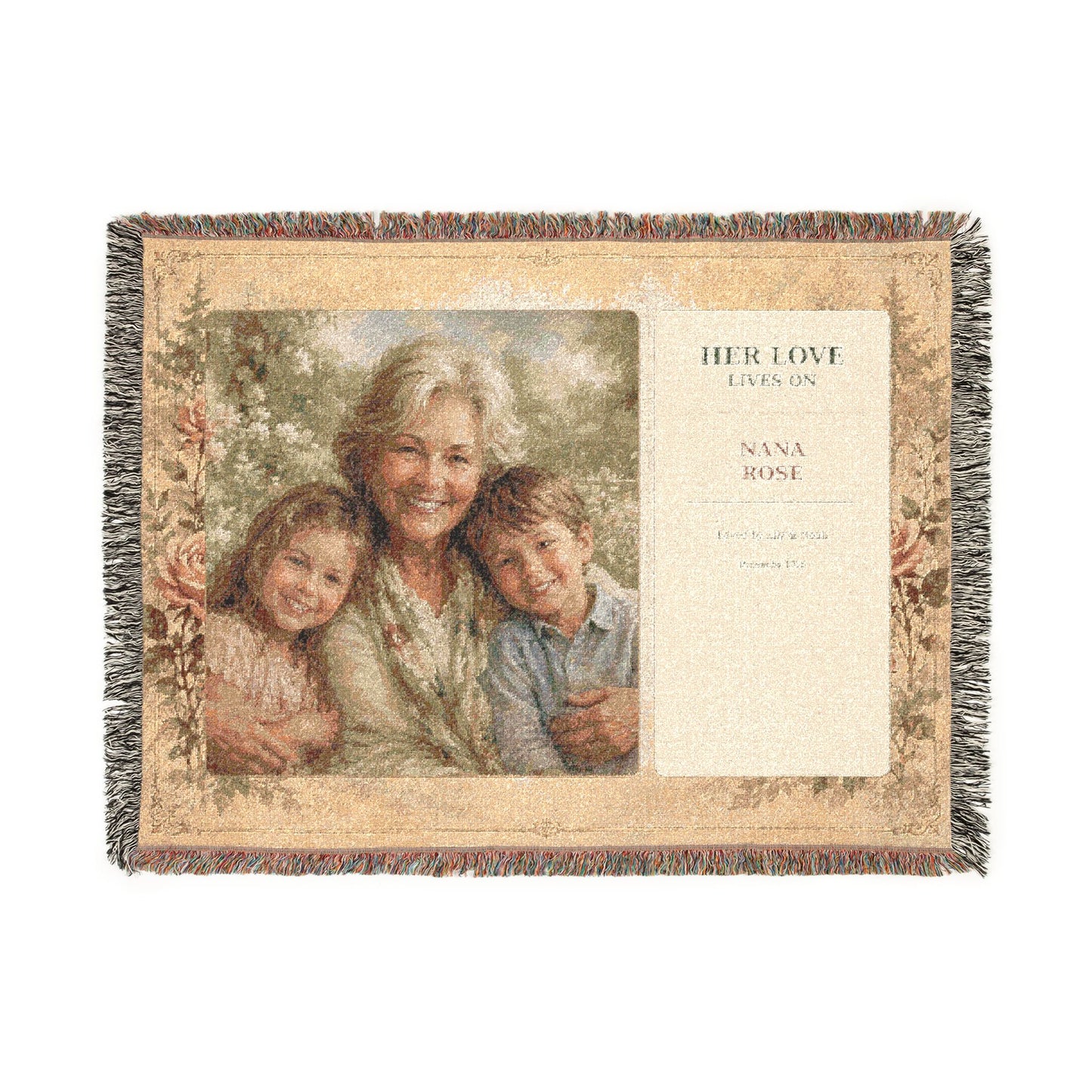 Personalized Nana Photo Woven Blanket | Grandchildren Portrait & Bible Verse Gift