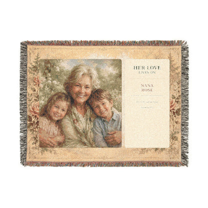 Personalized Nana Photo Woven Blanket | Grandchildren Portrait & Bible Verse Gift
