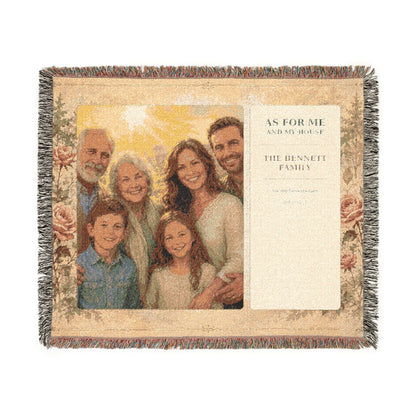 Personalized Christian Family Woven Blanket | Custom Photo & Bible Verse