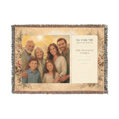 Personalized Christian Family Woven Blanket | Custom Photo & Bible Verse