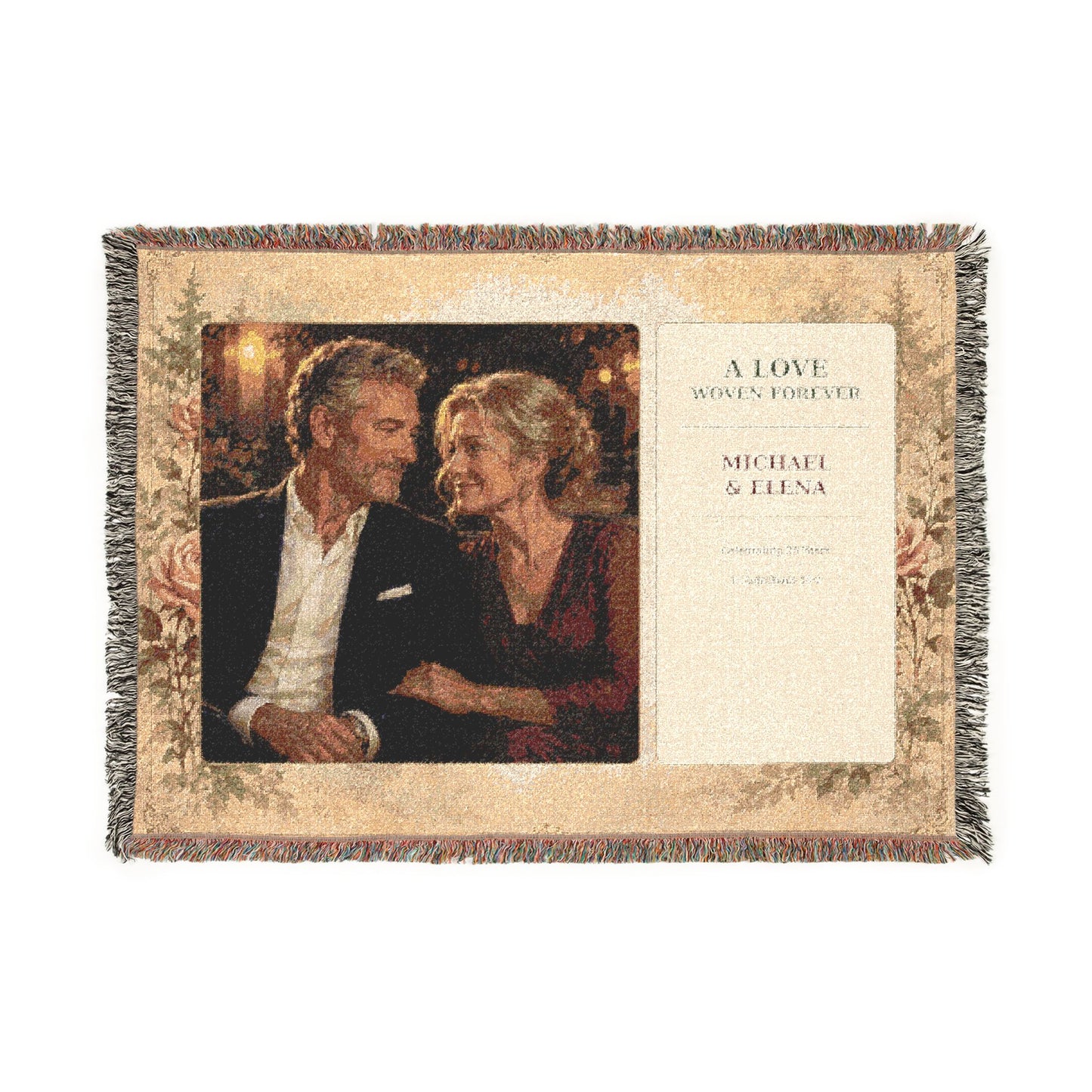 Personalized Anniversary Photo Woven Blanket | Custom Couple Portrait Gift