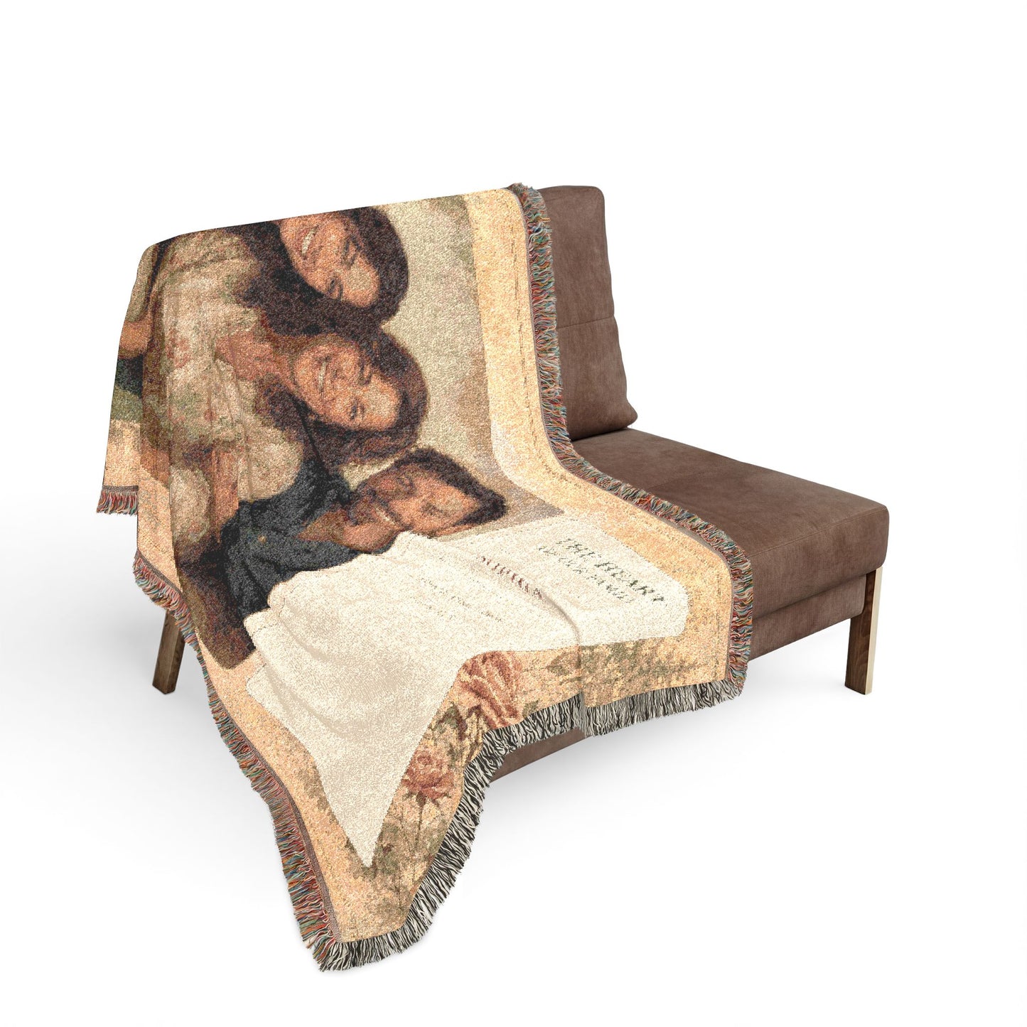 Personalized Mom Photo Woven Blanket | Custom Family Portrait & Bible Verse Gift