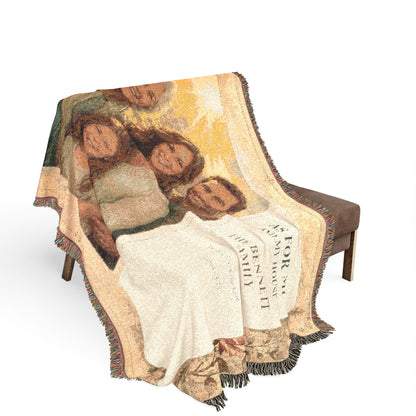 Personalized Christian Family Woven Blanket | Custom Photo & Bible Verse