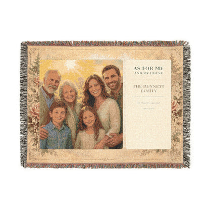 Personalized Christian Family Woven Blanket | Custom Photo & Bible Verse
