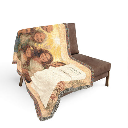 Personalized Christian Family Woven Blanket | Custom Photo & Bible Verse