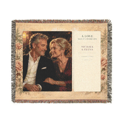 Personalized Anniversary Photo Woven Blanket | Custom Couple Portrait Gift