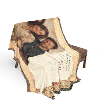 Personalized Mom Photo Woven Blanket | Custom Family Portrait & Bible Verse Gift