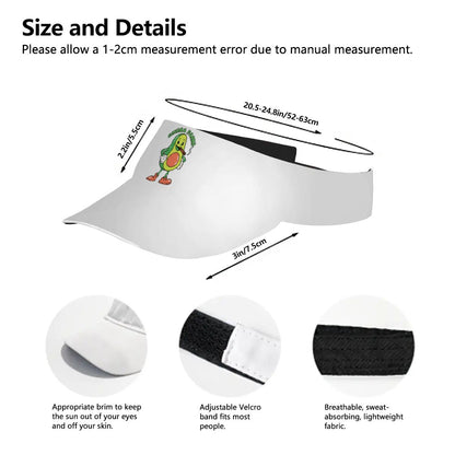 Sun visor size guide: adjustable 52–63 cm circumference and 7.5 cm brim