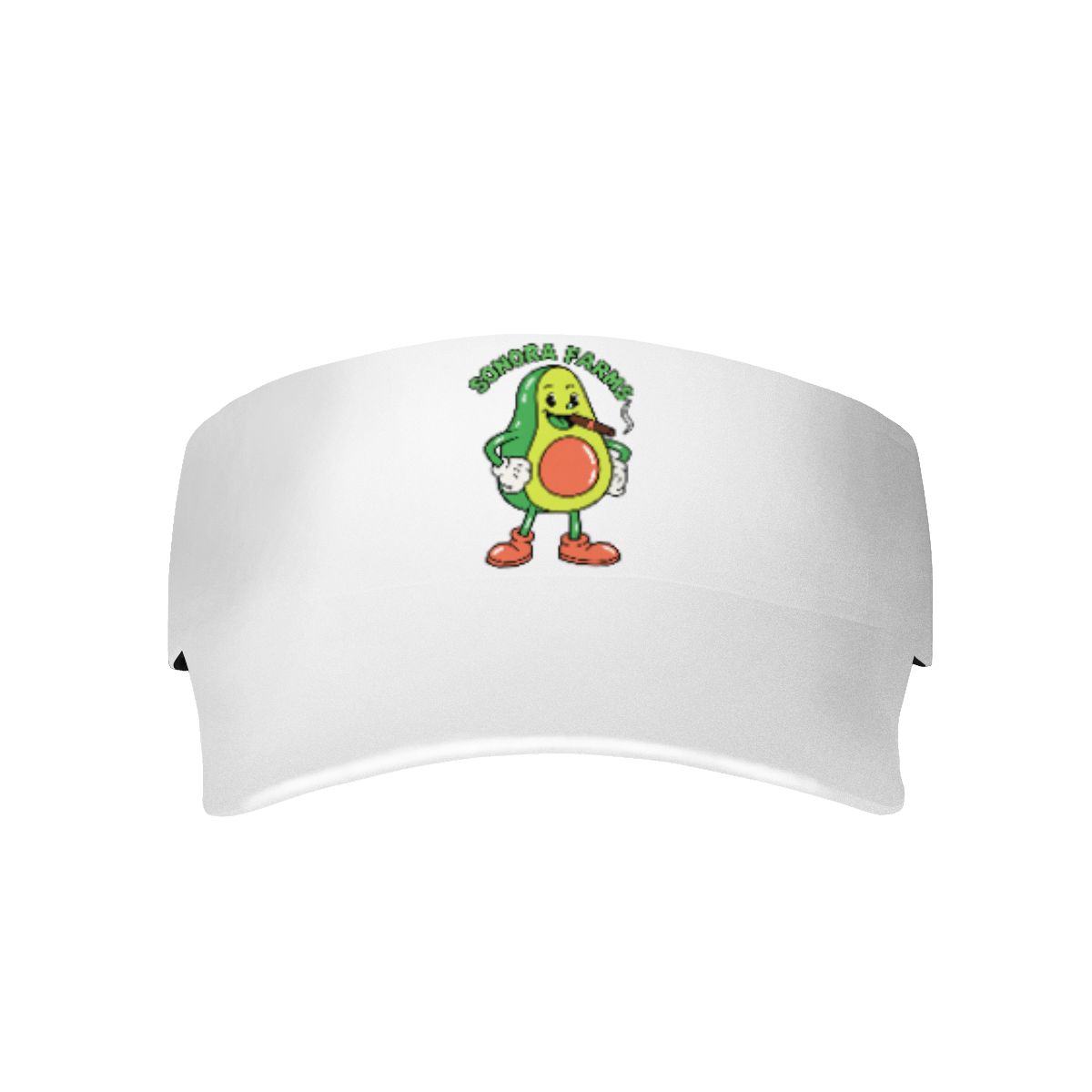 Front view of white sun visor with example company logo