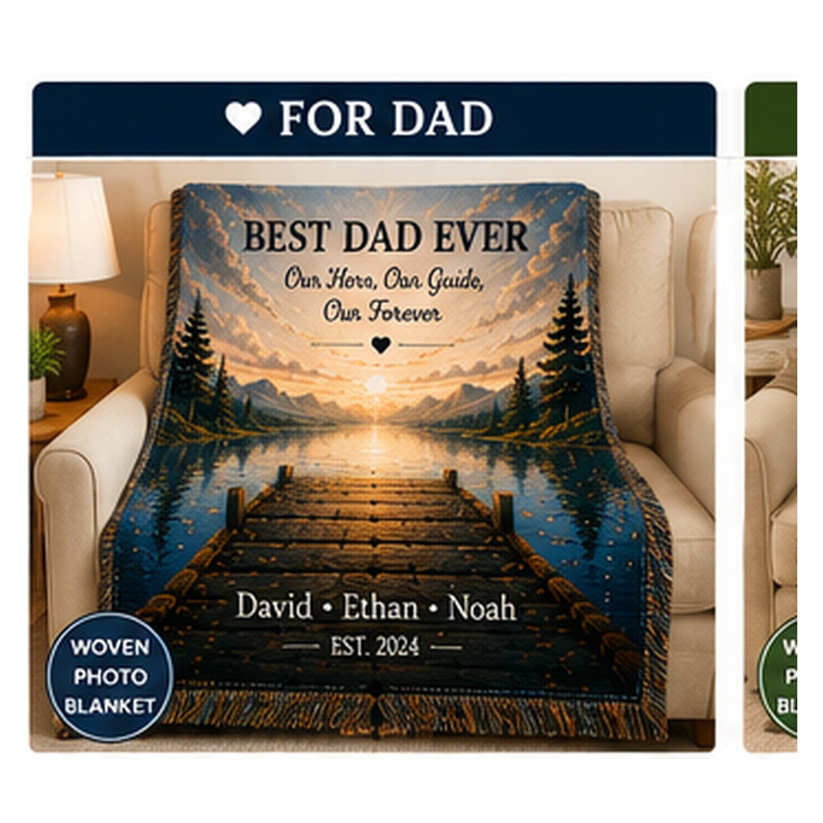 Personalized Dad woven blanket hero mockup