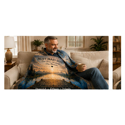 Personalized Dad woven blanket lifestyle mockup