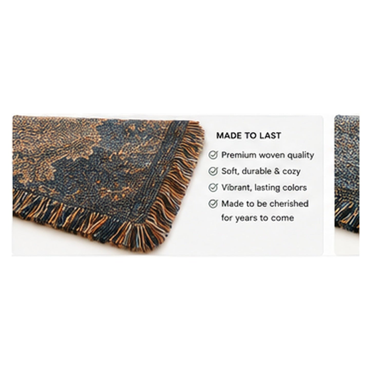 Dad woven blanket back view showing woven quality and craftsmanship
