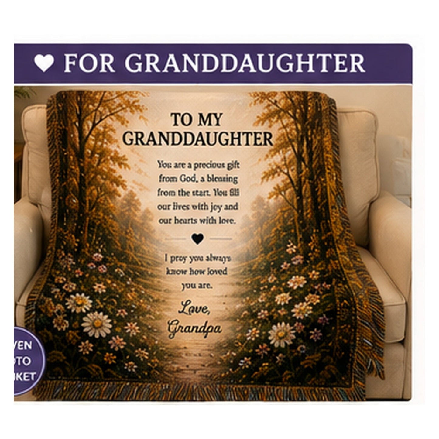 Personalized Granddaughter woven blanket hero mockup