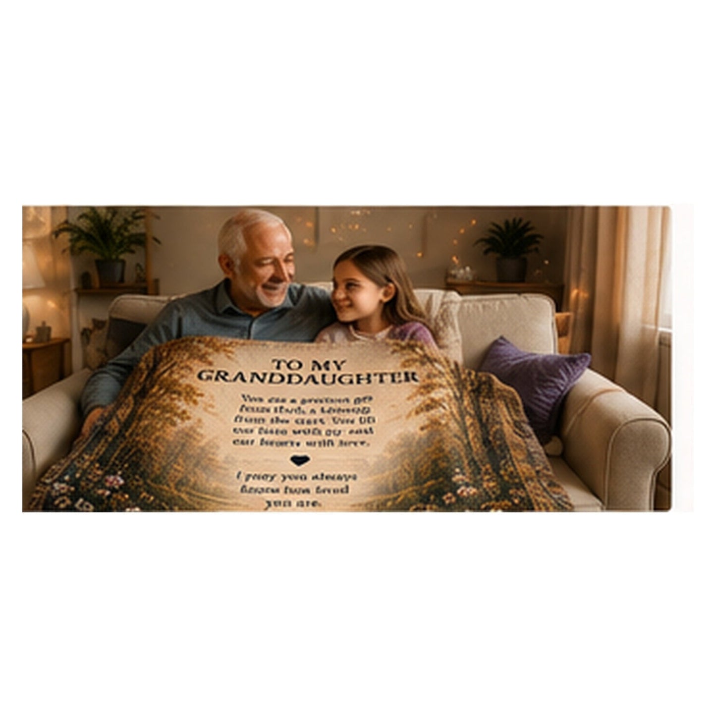 Personalized Granddaughter woven blanket lifestyle mockup