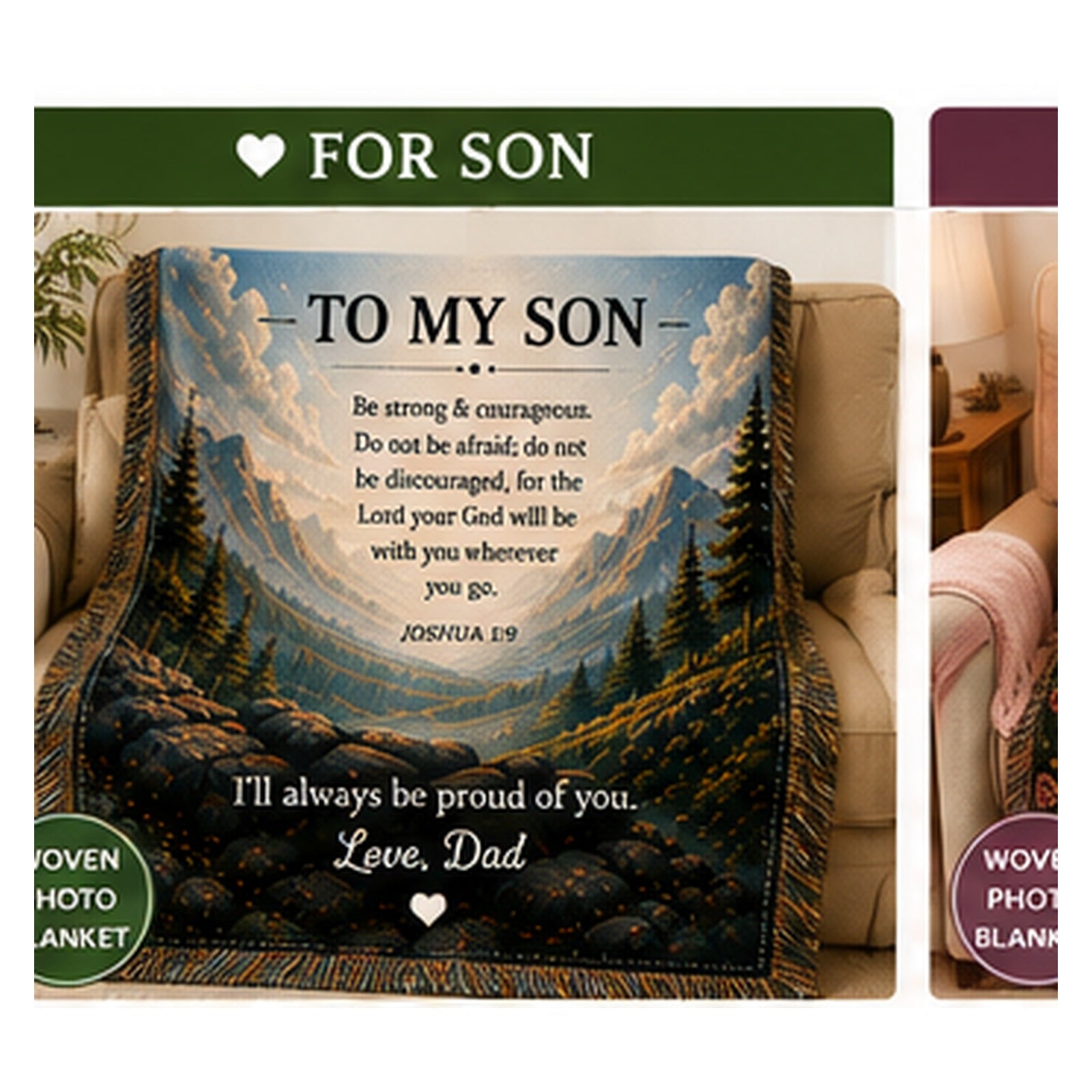 Personalized Son woven blanket hero mockup